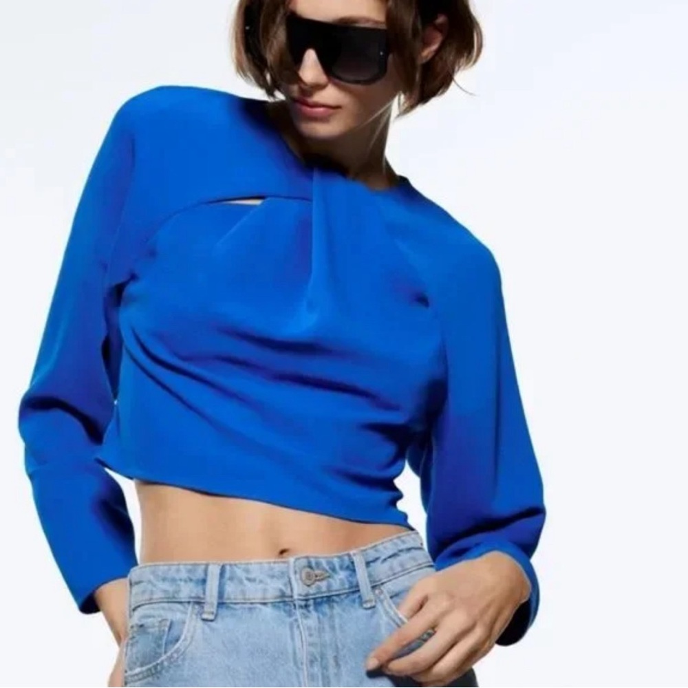 NWT Zara blue long sleeve top